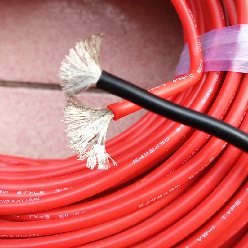 5M black + 5M red High quality soft silicone wire High temperature cable 12/14/16/18/20/22/24/26/28/30AWG