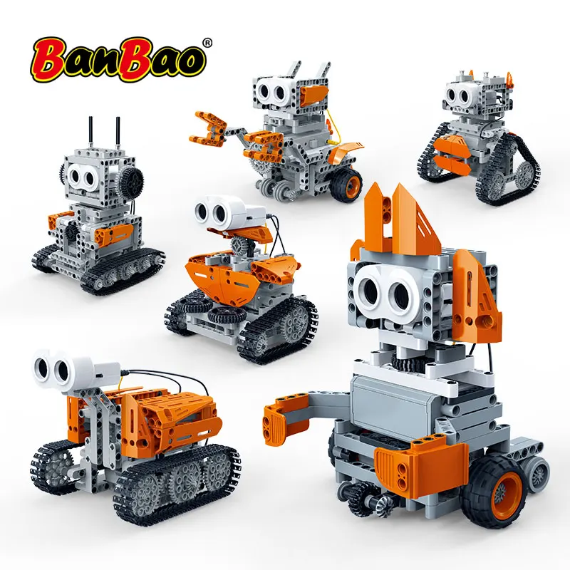 Banbao Stem 6 In 1 Robot Ultrasone Controle Obstakel Vermijden Bricks Educatief Model Bouwstenen Voor Kinderen Speelgoed 6917