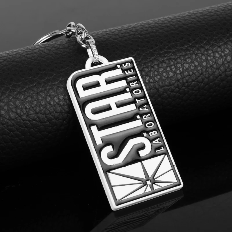 S.T.A.R. Laboratories Star Labs Logo Black Alloy Electroplating Key Chain Movie Ring Necklace Barry Allen Accessories Pendant