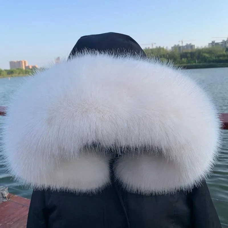 Women Faux Fur Collar Shawl Furry Fur Collar For Winter Coat Hood Fur Decor Fake Fur Scarf Parkas Coat Fur Collar Scarves