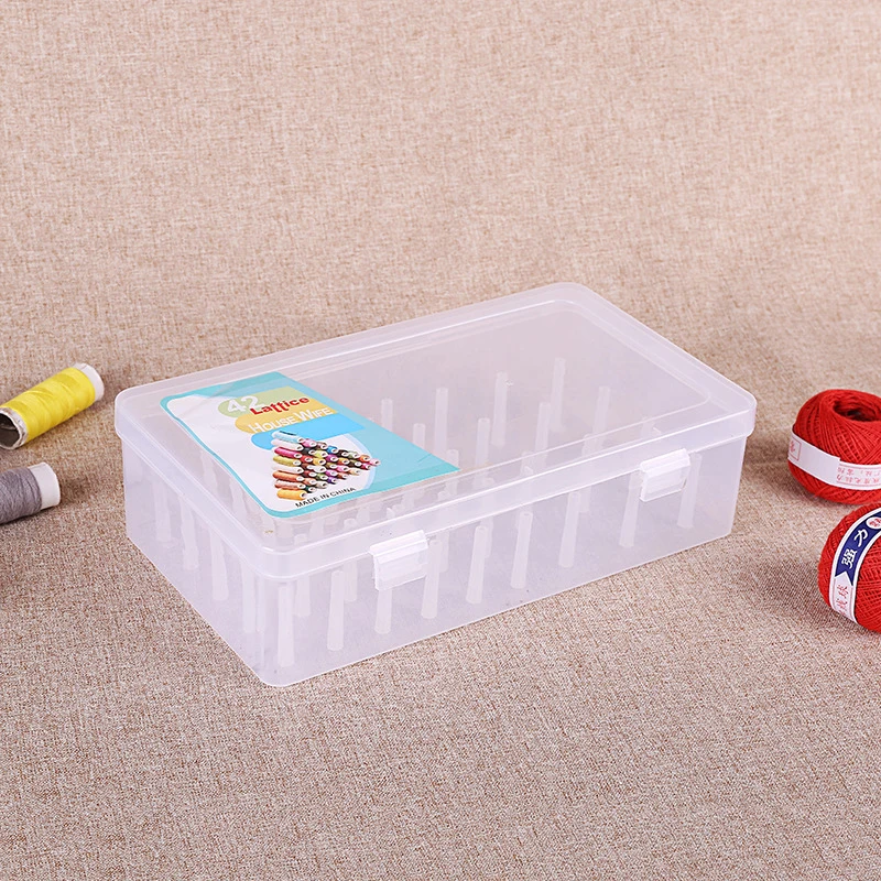 Sewing Thread Storage Box Transparent Bobbins Organizing Case 42 Spools Holder Threads Container DIY Sewing Accessories