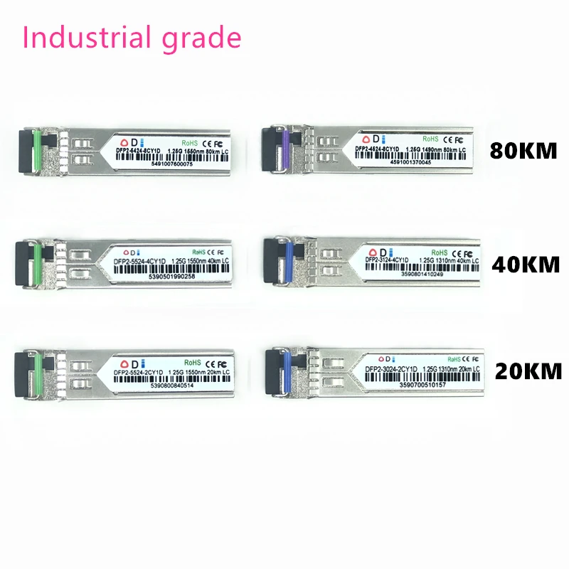 

Волоконно-оптический модуль LC SFP промышленного класса-40 ~ + 80 градусов Цельсия 1,25g2 0/40/80 км 1310/1490 нм, Совместимый оптический модуль с одним SFP