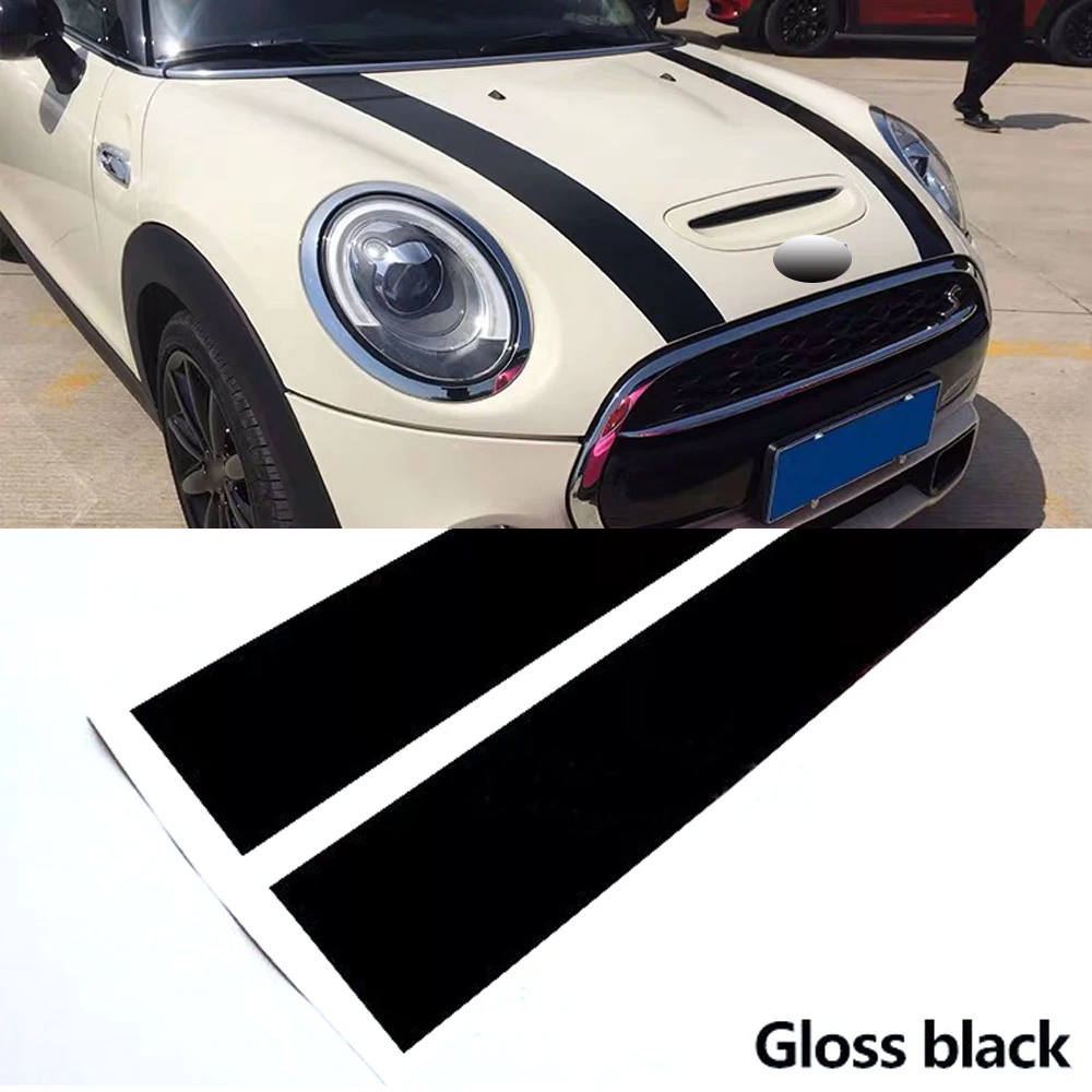 2Pcs Black White Red Vinyl Car Bonnet Stripes Hood Sticker Cover Decal dWm2754536 Fit For BMW MINI Cooper R50 R53 R56 R55