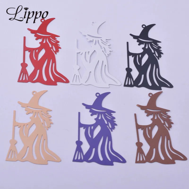 30pcs AA3594 33*50mm Halloween Jelwery Accessories Witch Charms Sorceress Pendant Large Earring Findings