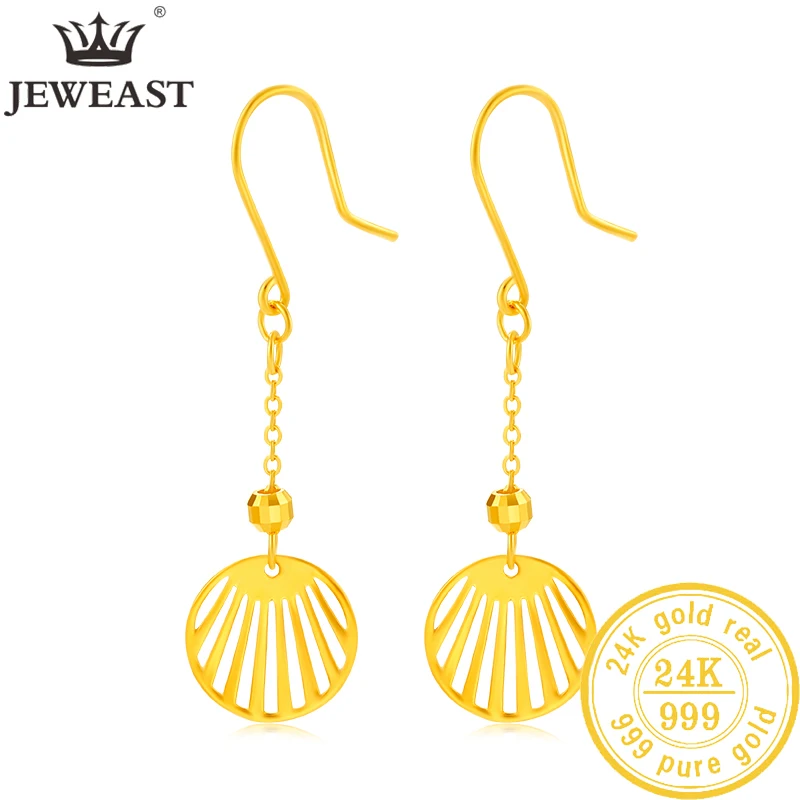 JJJ 24K Pure Gold Earring Real AU 999 Solid Gold Earrings Nice Good Hollow Tassel Upscale Trendy Fine Jewelry Hot Sell New 2023