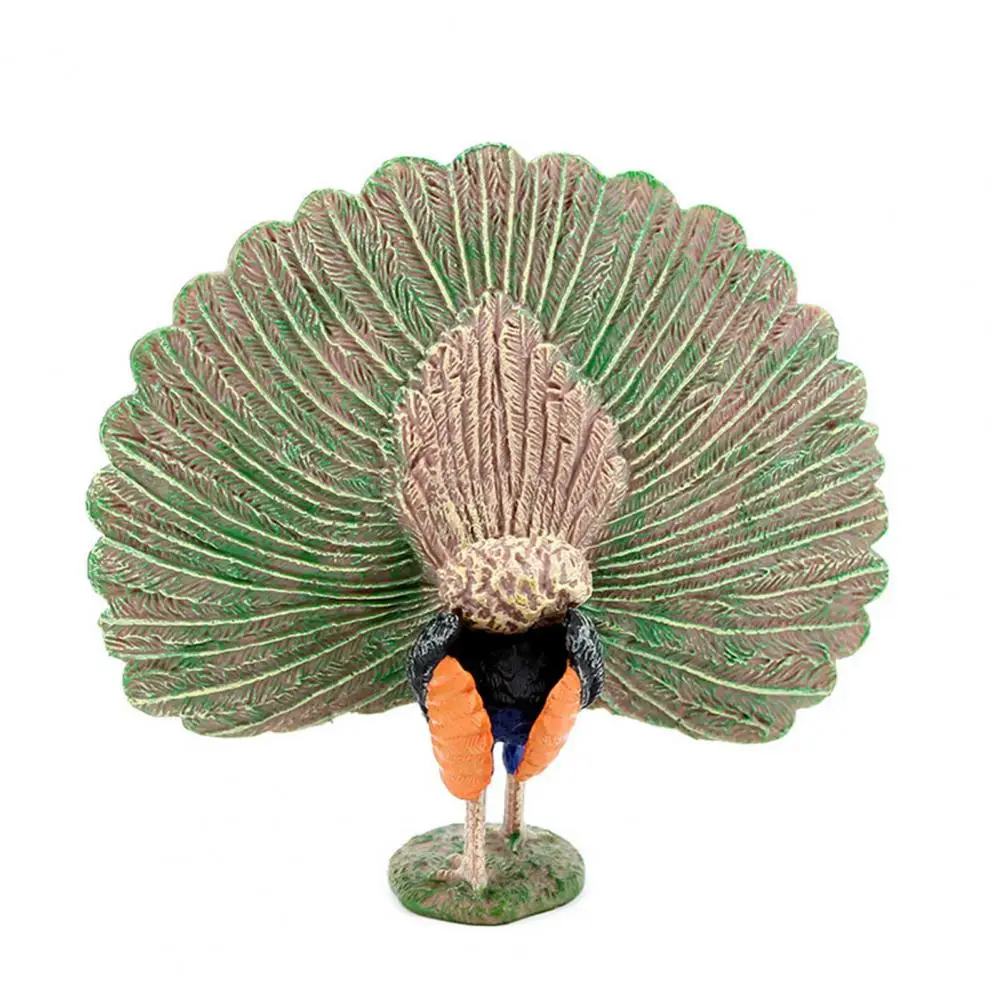Lovely Peacock Figurine Professional Painted Craft Wear-resistant Multifunctional Realistic Peacock Model Figure Home Decoration