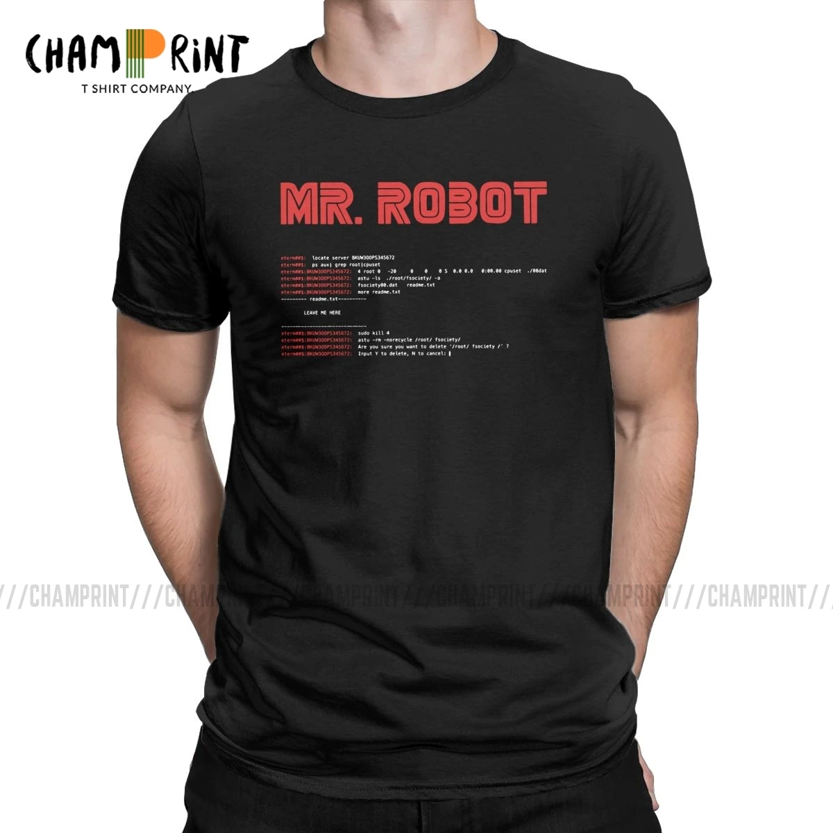 Men\'s Mr Robot T Shirt Arch Linux Programmer Computer Developer Geek Nerd Clothes Leisure Round Neck Tees Gift Idea T-Shirt