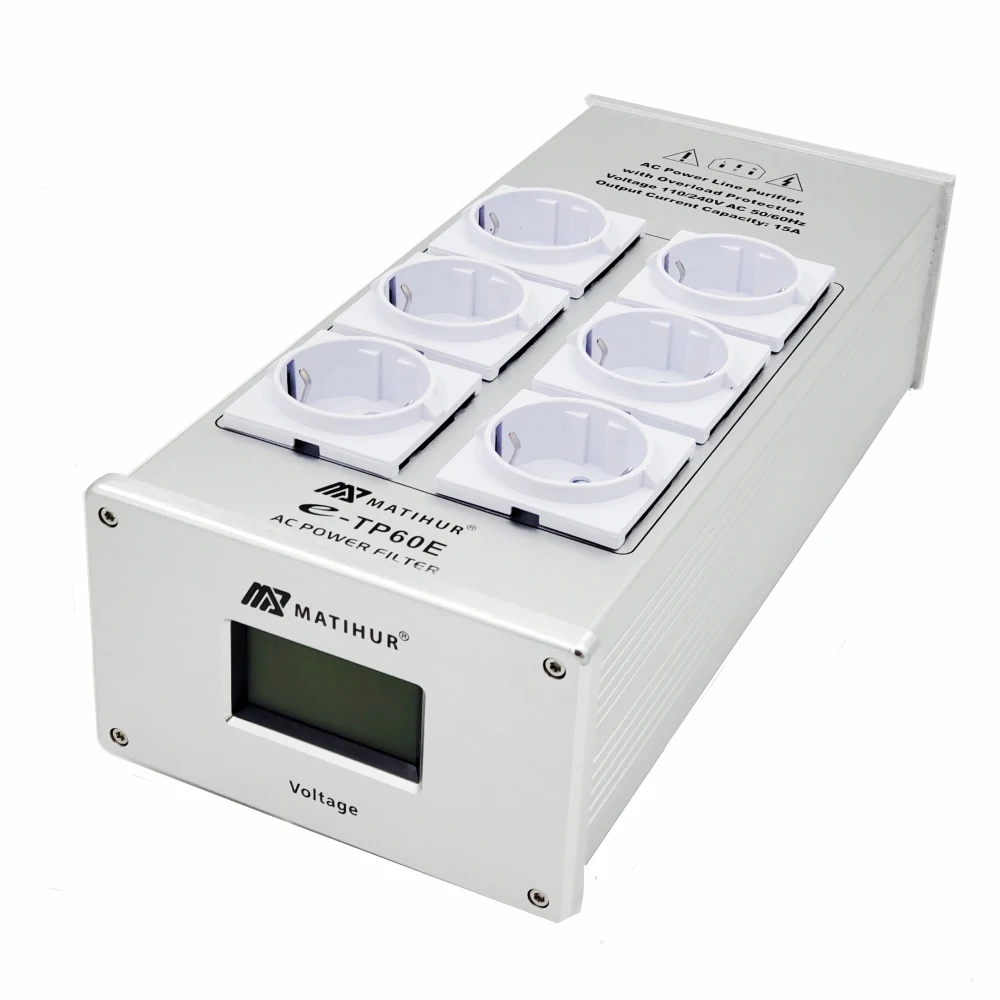 MATIHUR e-TP80 Audioruis Wisselstroomfilter Power Conditioner Power Purifier Overspanningsbeveiliging met EU-stopcontacten Stekkerdoos