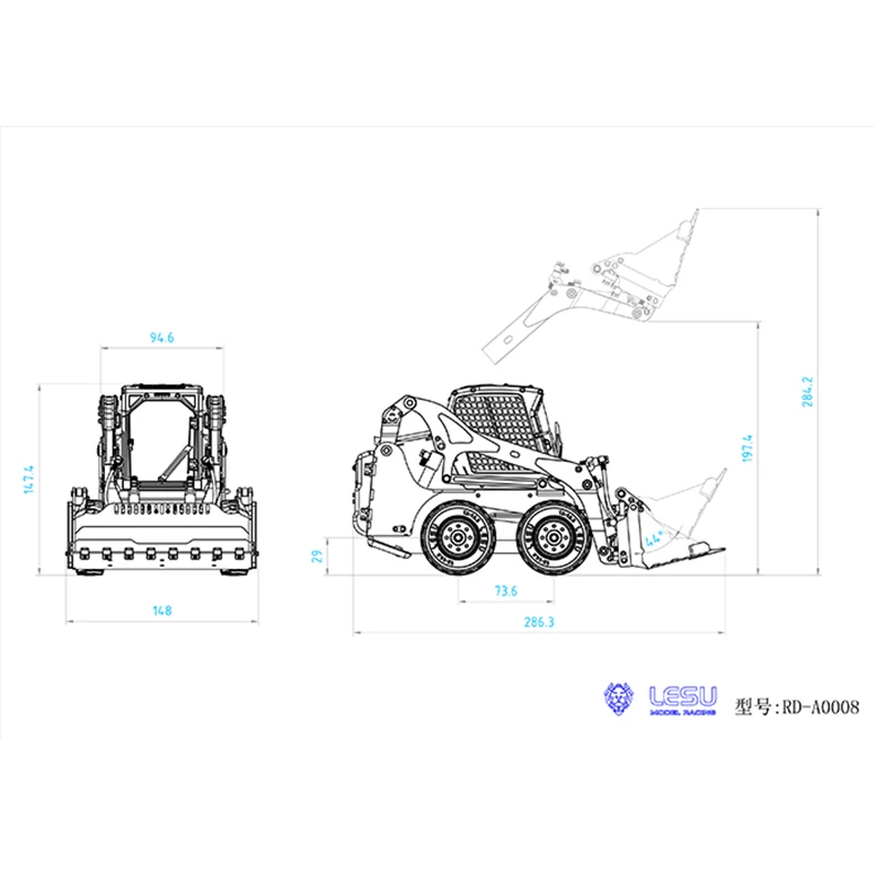 Hydraulic RC Loader LESU 1/14 Metal Aoue-LT5H Wheeled Skid-Steer Car DIY Model Sound Toys Boys Gifts Wheel Loader THZH1194-SMT4