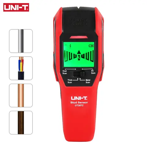 UNI-T 벽 스캐너 금속 탐지기, AC 전압 라이브 와이어 우드 스터드 파인더, 구리 LCD HD 디스플레이 부저 보정, UT387C, 4 in 1