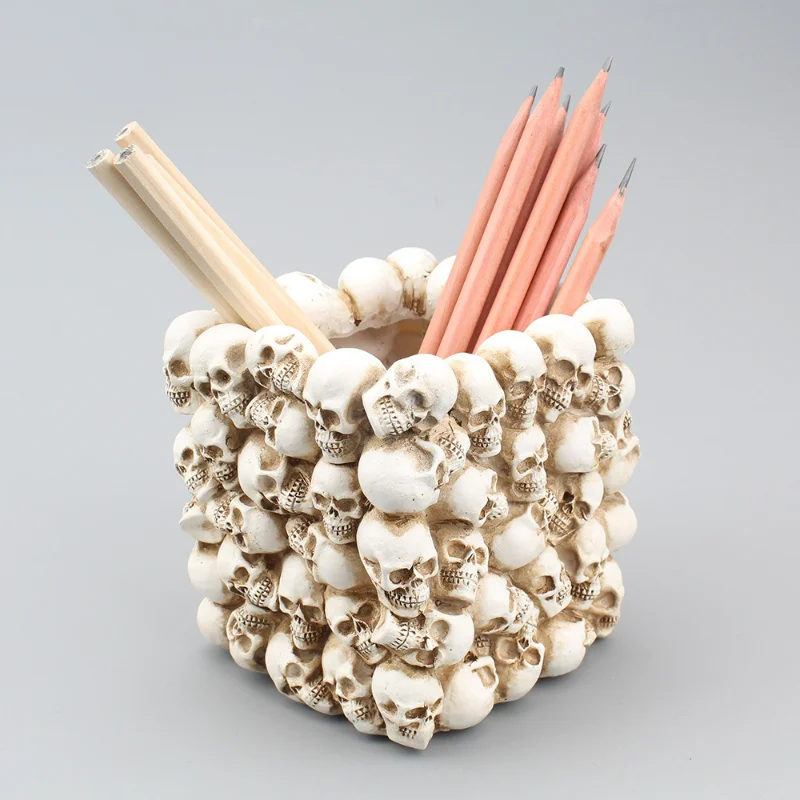 Skeleton Resin Pen Holder Cosmetic Pen Jewelry Storage Bucket Creative Decorative Stationery Ornaments Storage Desk Accessories