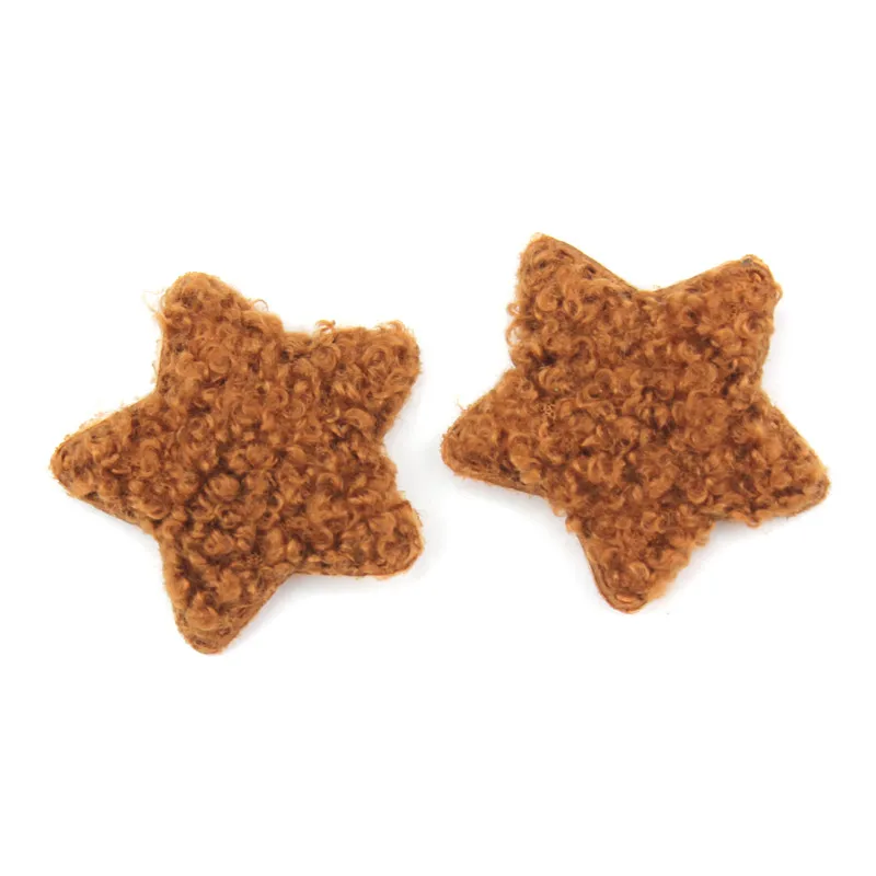 40Pcs 4.5cm Teddy Plush Star shape Padded Appliques for DIY Clothes Kids Headwear Hat Bag Handmade Decor Ornament Accessories