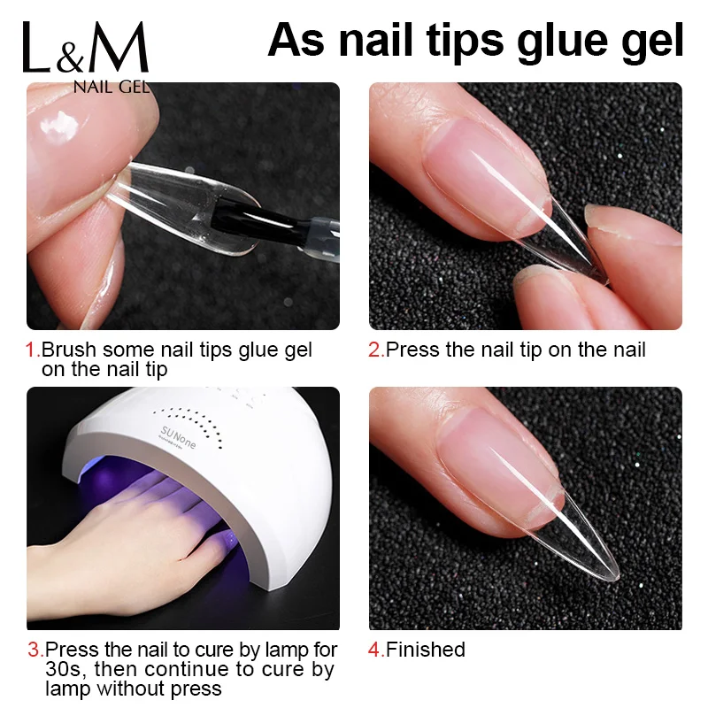 3pcs Nail Gel Glue for Tips ibdgel Rhinestones False Nail Art Tips Clear Nail Gel Glue Long Lasting