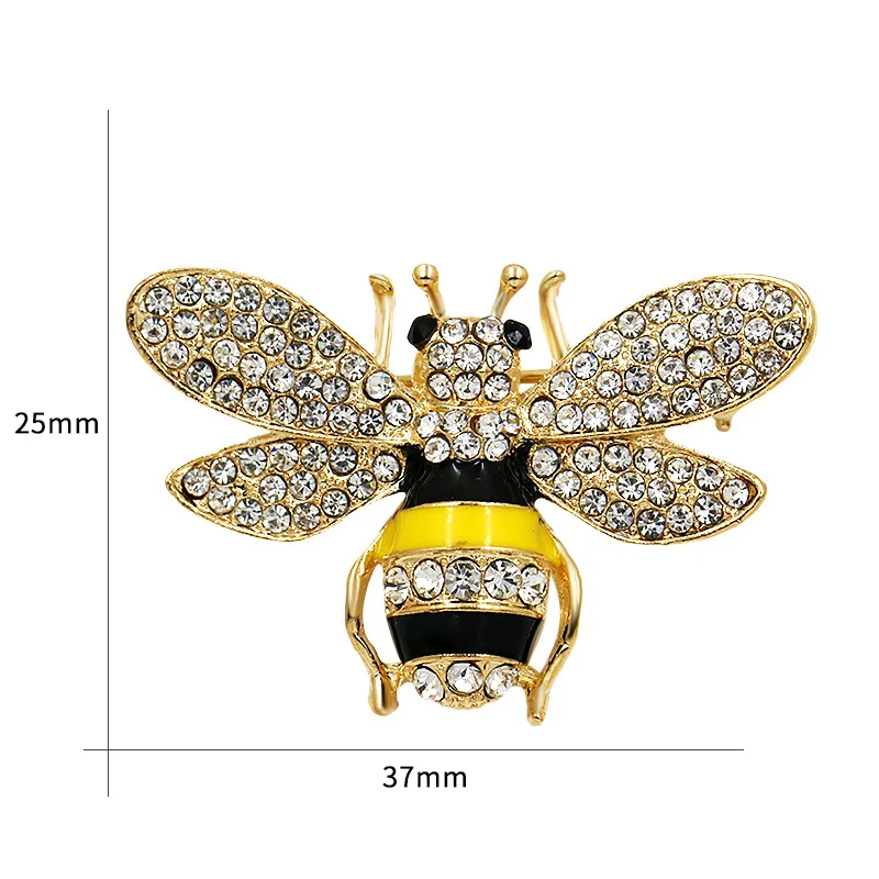 Baiduqiandu Clear Rhinestones Pave Yellow Bee Brooch Pins For Women Men Wasp Hornet Brooches Clothes Jewelry