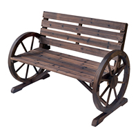 Outsunny wooden bench with armrest shaped trolley wheel 105,5x59x75