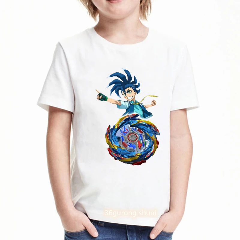 2021 hot sale boys t-shirt anime cartoon Beyblade Burst Evolution printed youth tshirt fun kids clothes summer white shirt tops