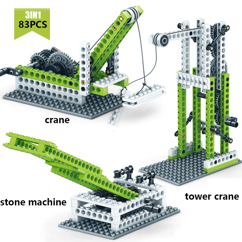 3 In 1 Mechanical Gear Beam Technical Building Blocks STEM Engineering Physics Science Moc Set Educational Kids Toys Brick MOC