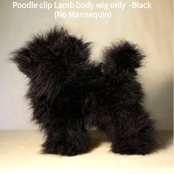 Poodle model dog wholebody wig Lamb wig Clip in black (wig only, no mannequin)