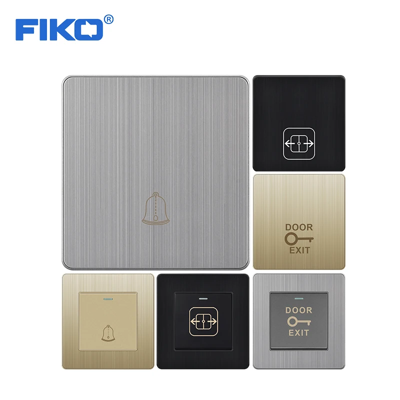 FIKO 86 three color optional aluminum magnesium alloy panel door control British door control doorbell switch automatic reset