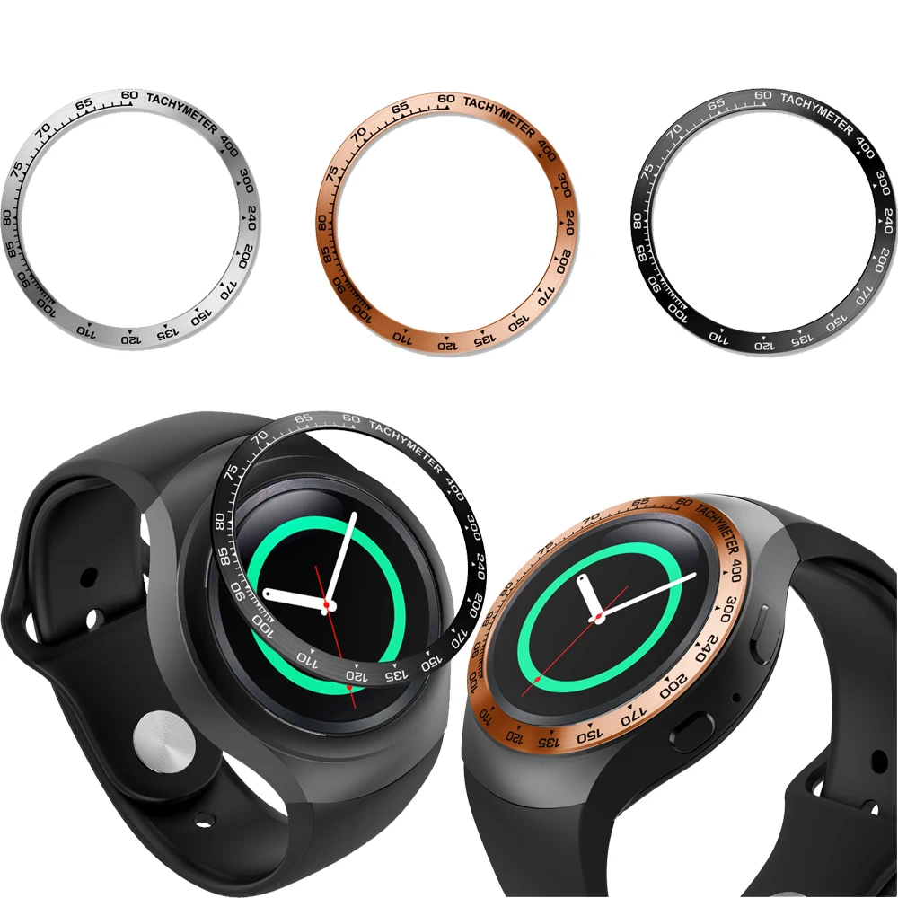 For Samsung Gear S2 SM-R720 Classic Stainless Steel Bezel Ring Metal Case Cover Smart Watch Replacement Accessories Straps Bands