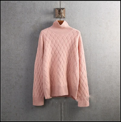 Cashmere sweater women turtleneck sweater pure color knitted turtleneck pullover  loose large size sweater women