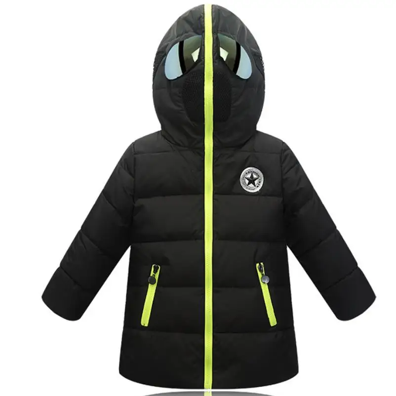 

New Girls Space suit Winter Down jacket with Glasses in Hood Cool Boy Snow Jacket Coat High Quality Children Snow Clothes 3-12Y