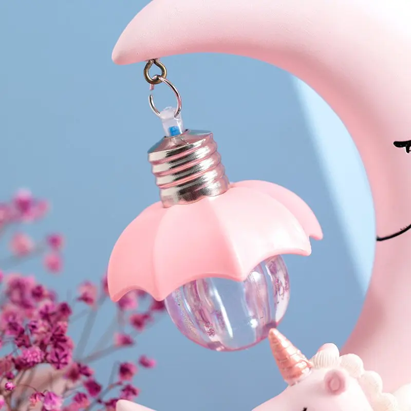 الراتنج القمر يونيكورن LED ليلة ضوء الكرتون الطفل الحضانة مصباح التنفس ألعاب أطفال هدية الكريسماس غرفة الاطفال الحرفية مصباح الطاولة