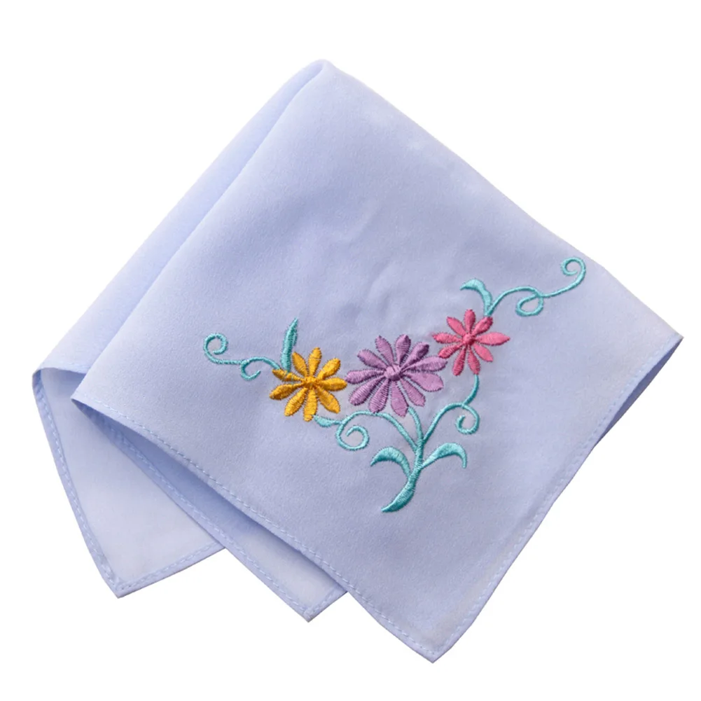 2Pcs Women Hankies Embroidered Flower Hanky Floral Assorted Ladies Girl Handkerchief Fabrics Accessories A04