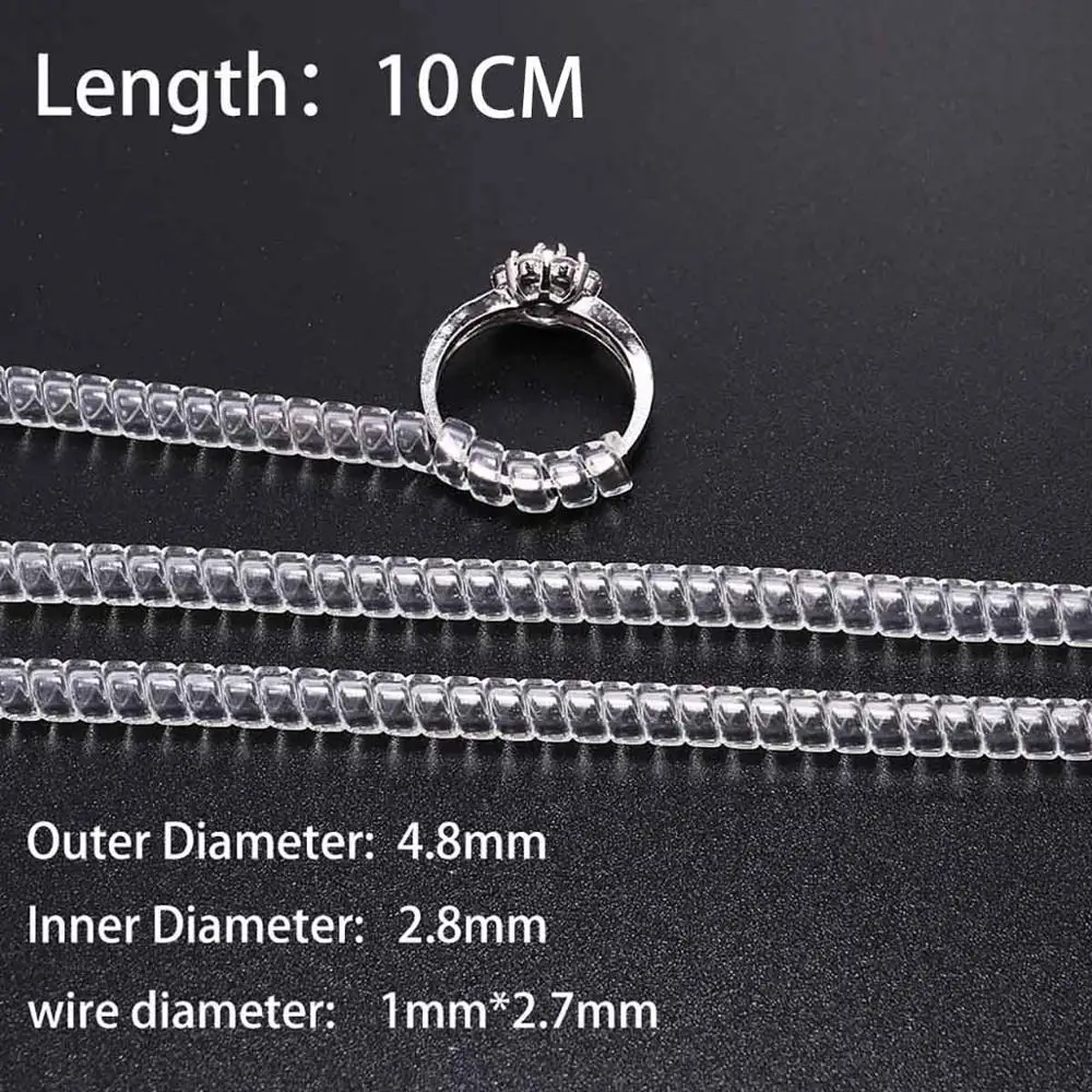 4 teile/los Transparent Spirale Basierend Ring Werkzeuge Frühling Spule Ring Größe Teller Schutz Spanner Reduzierer Größenänderung Werkzeug Für Schmuck