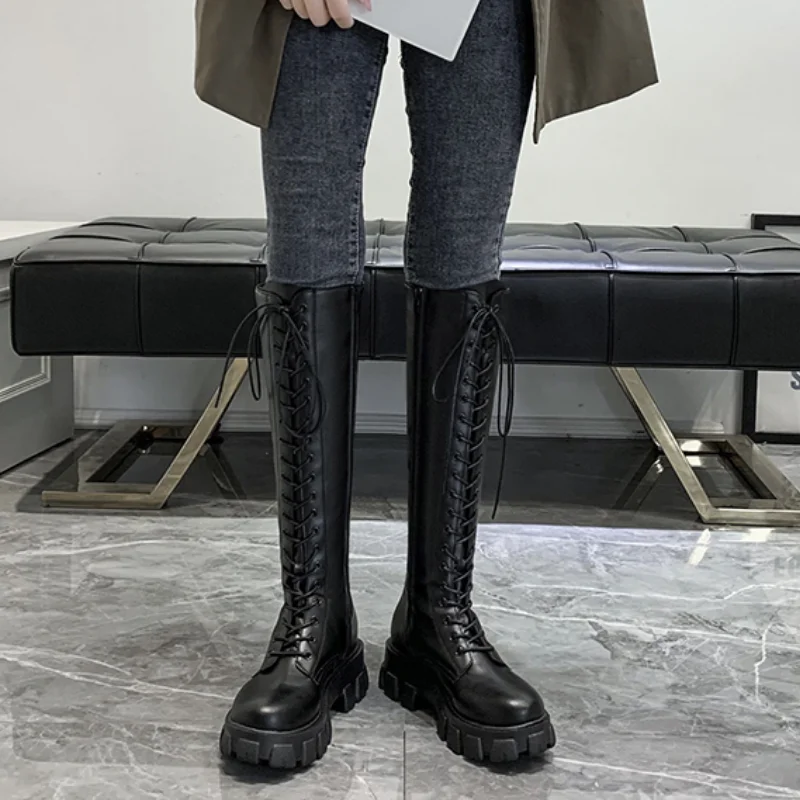 Autumn and Winter New Women's Boots Round Toe Square Heel Knight Boots Over The Knee Pu High Boots 2021 Sexy Women's Boots