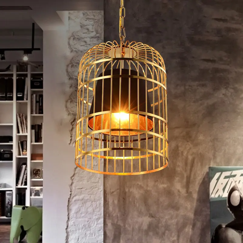 

Chinese Bird Cage pendant Light Living Room Restaurant Dining Room Chandelier Aisle Stairs Fabric Hanging Lamp Cloth Droplight