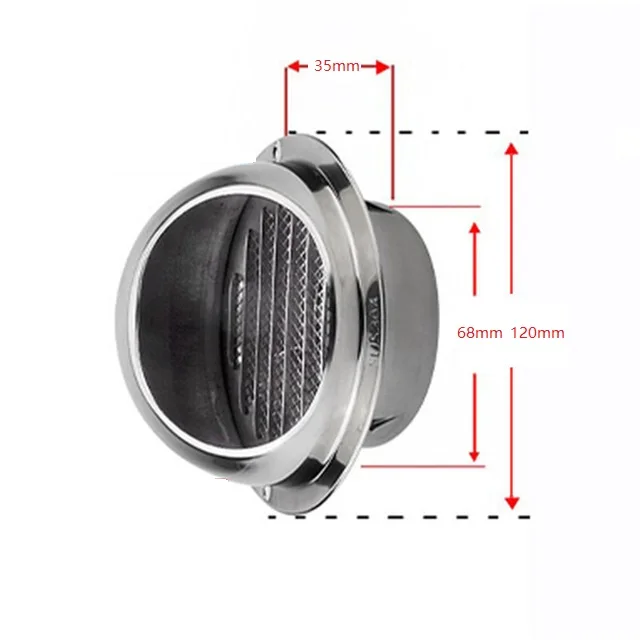 304 Stainless Steel Wall Ceiling Air Vent Ducting Ventilation Exhaust Grille Cover Outlet Heating Cooling & Vents Cap Waterproof