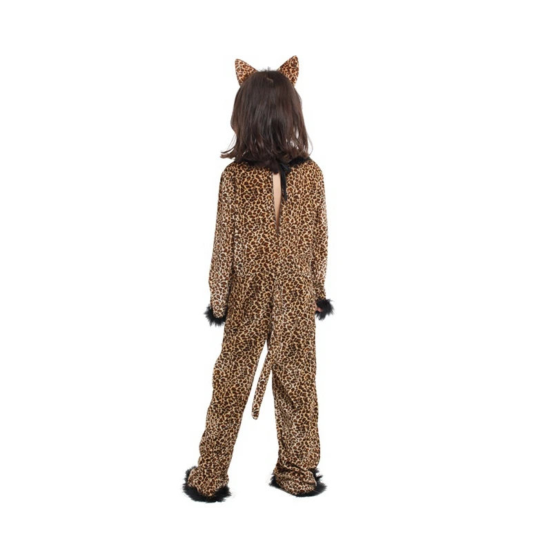 Kids Girls Animal Wild Leopard Costume for Girls Fantasy Jumpsuit Halloween Carnival Party Cosplay Costumes Performance Clothing