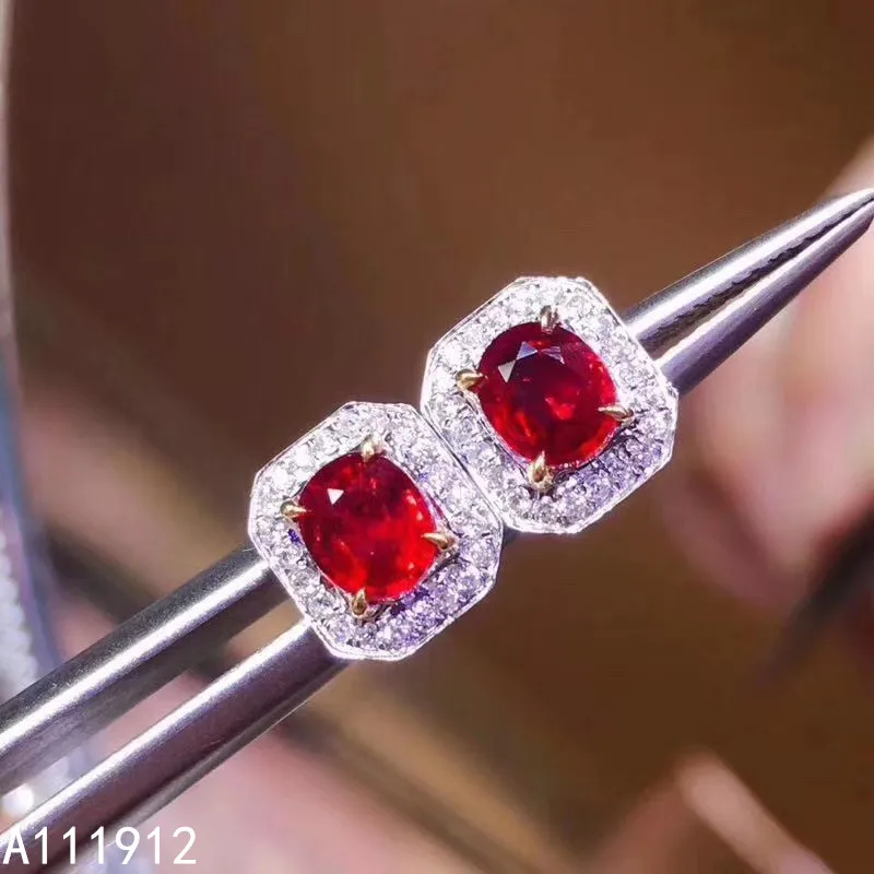 KJJEAXCMY Fine Jewelry Natural Ruby 925 Sterling Silver Women WEarrings New Ear Studs Support Test Lovely