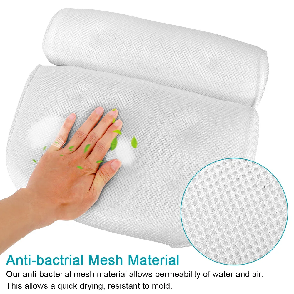 For Neck and Back Support Spa Bath Pillow Breathable With Suction Cups Bathroom Supply 3D Mesh Bathtub Head Rest Pillow