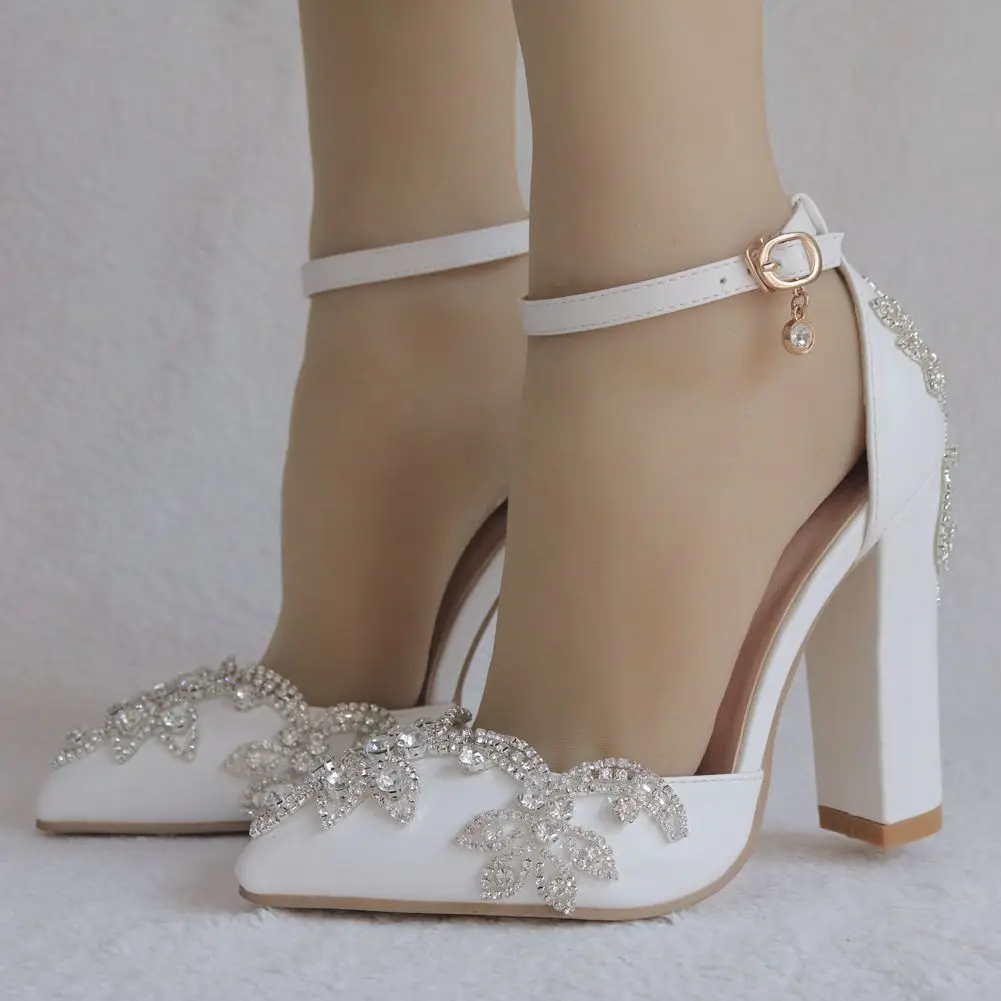 Crystal Queen White 11CM sandali con strass scarpe a punta donna dolce lusso piattaforma tacchi alti da sposa