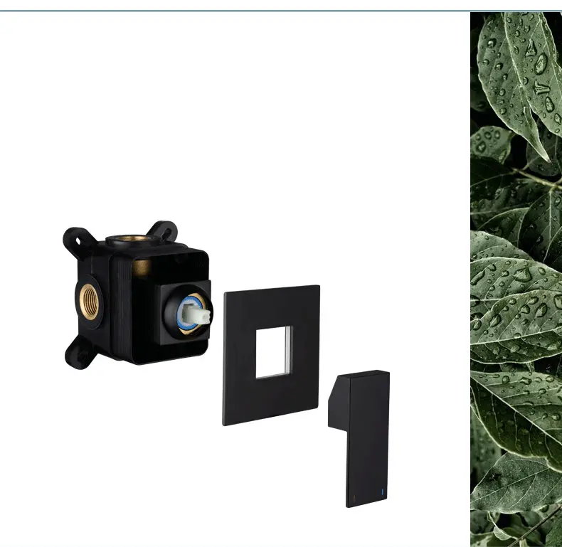 Brass Shower Faucet In wall Black Shower Tap Hot and Cold with Handheld Shower head Simple Style