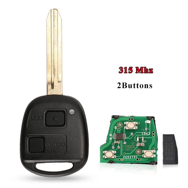 Jingyuqin Fernbedienung Autoschlüssel mit 4D67/4D68/4C Chip für Toyota Camry Land Cruiser 120 Prado 2/3 Tasten 315 MHz 433 MHz TOY43 Schlüssel
