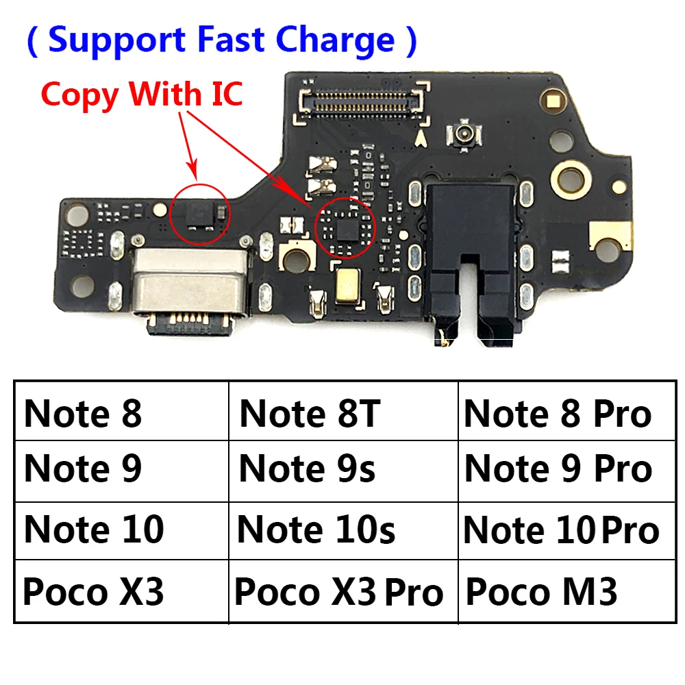 Złącze kabla USB do ładowania Xiaomi Poco X3 M4 Pro M3 Redmi Note 7 8 8T 9S 9 10 10s 11 Pro 4G 5G Mikrofon