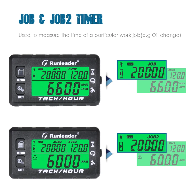 MAX RPM TOT Engine Tachometer Maintenance Reminder Digital Tacho Hour Meters Multi-Color Backlit Display for Boat Lawn Mower Gen