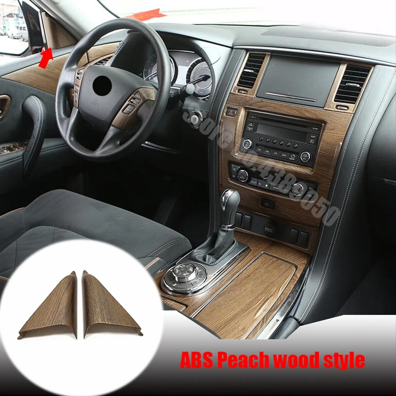 

For NIssan Patrol Armada Y62 2017 2018 Accessories ABS Peach wood style Car interior A-pillar Speaker Horn Cover Trim 2pcs