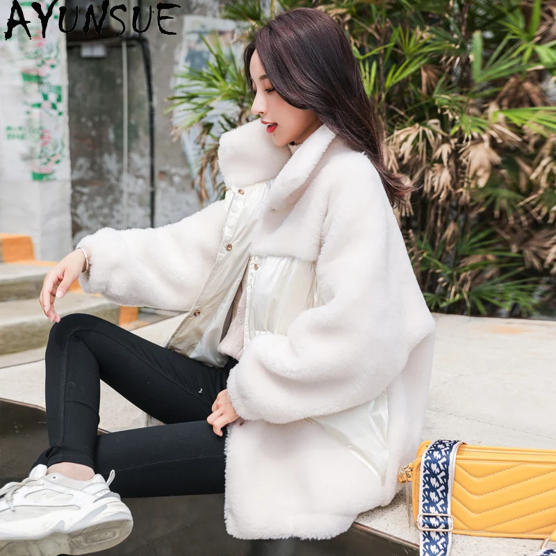 

AYUNSUE Real Fur Coat Women Wool Jacket Woman Autumn Winter Clothes 90% White Duck Down Jackets Korean 2020 Mulheres Casacos