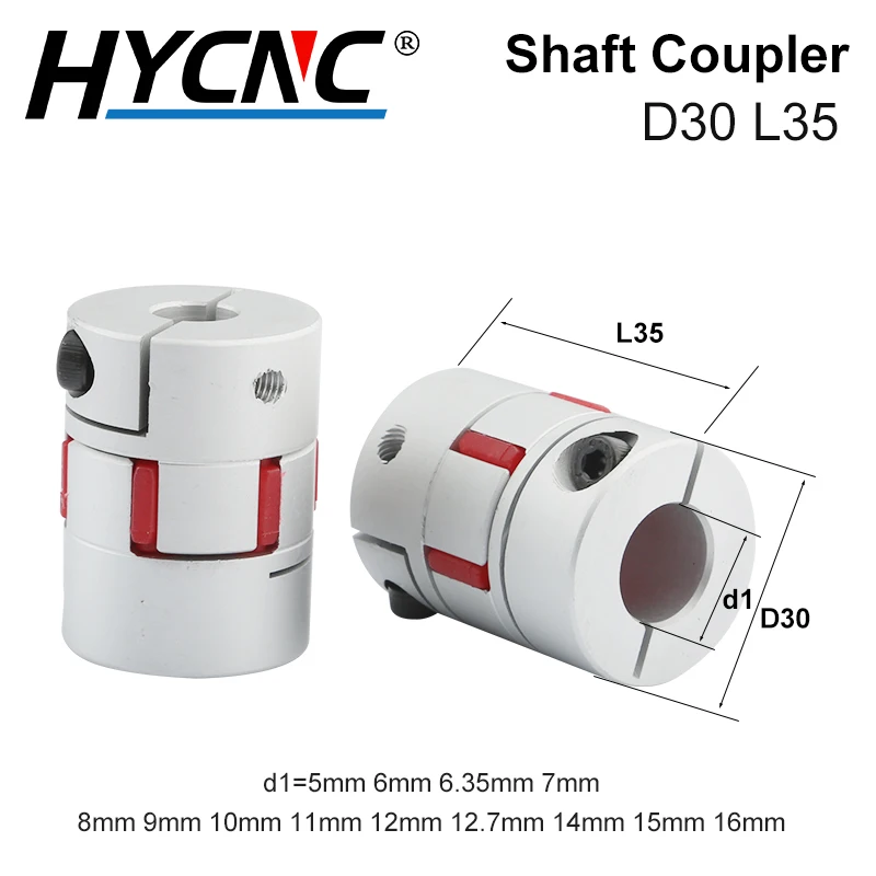 D30 L35 Flexible Torx Clamp Coupling Shaft Size CNC Motor Ball Screw Connection Soft Coupler Claw Coupling / 8/10/12/14/16mm