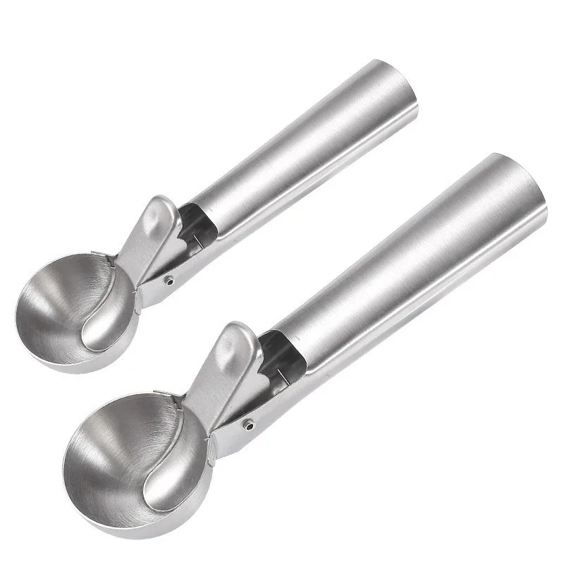 

2pcs Stainless Steel Ice Cream Scooper With Trigger Design And Anti-Freeze Handle Multi Purpose For Baking Ice Cream Water Melon