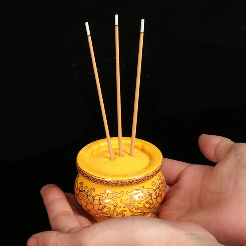 Ceramic Small Incense Burner, Household Indoor Incense Burner for Buddha, Gold-yellow Mini Incense Burner, Buddhist Censer