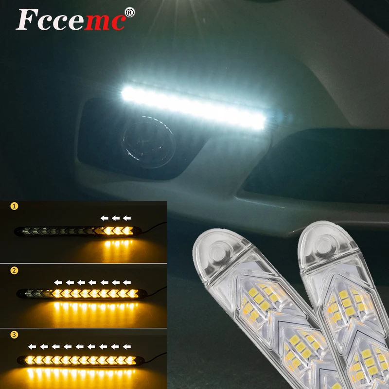 

2X Daytime Running Light Car DRL LED Strip External Lights Waterproof Flow Direction Styling Led DRL Auto Driving Lamp Universal