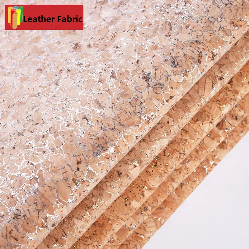 Natural Cork Wood Leather Fabric 0.5mm Thin Soft Lightweight Fabric Craft Handbag Wallet Shoe Meterial DIY Craft (Colorful Wood)