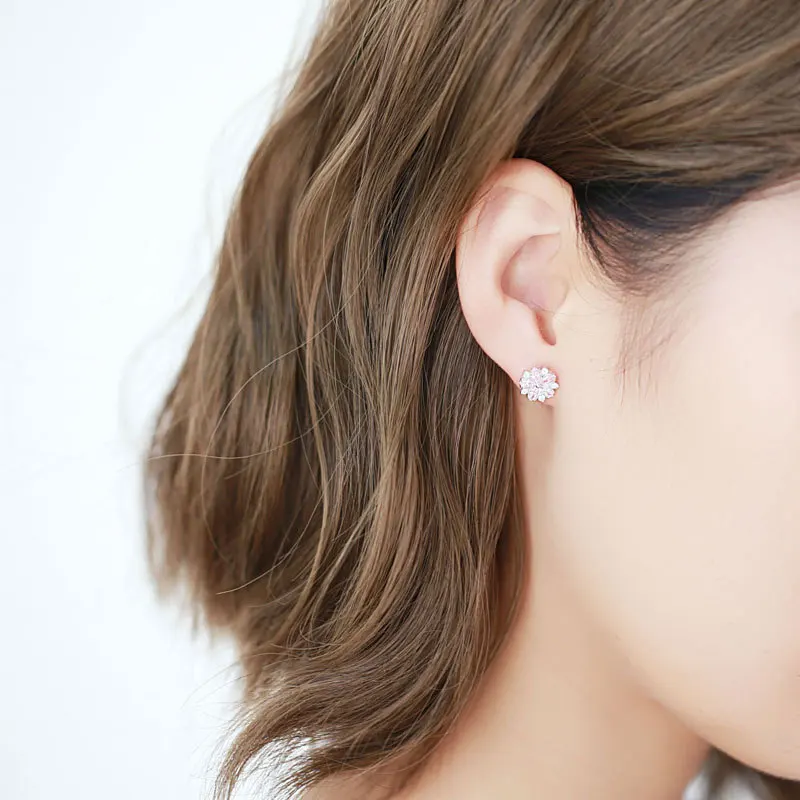 New Hot Fashion 925 Sterling Silver Crystal flower Earrings for Women Girls Gift Fashion Statement Jewelry