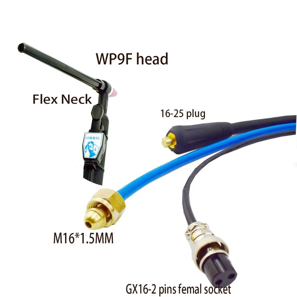 125Amps 4 Meters Flexible Air Cooled TIG Welding Machine Torch WP 9F Gas Electricity Seperated Leather Cover