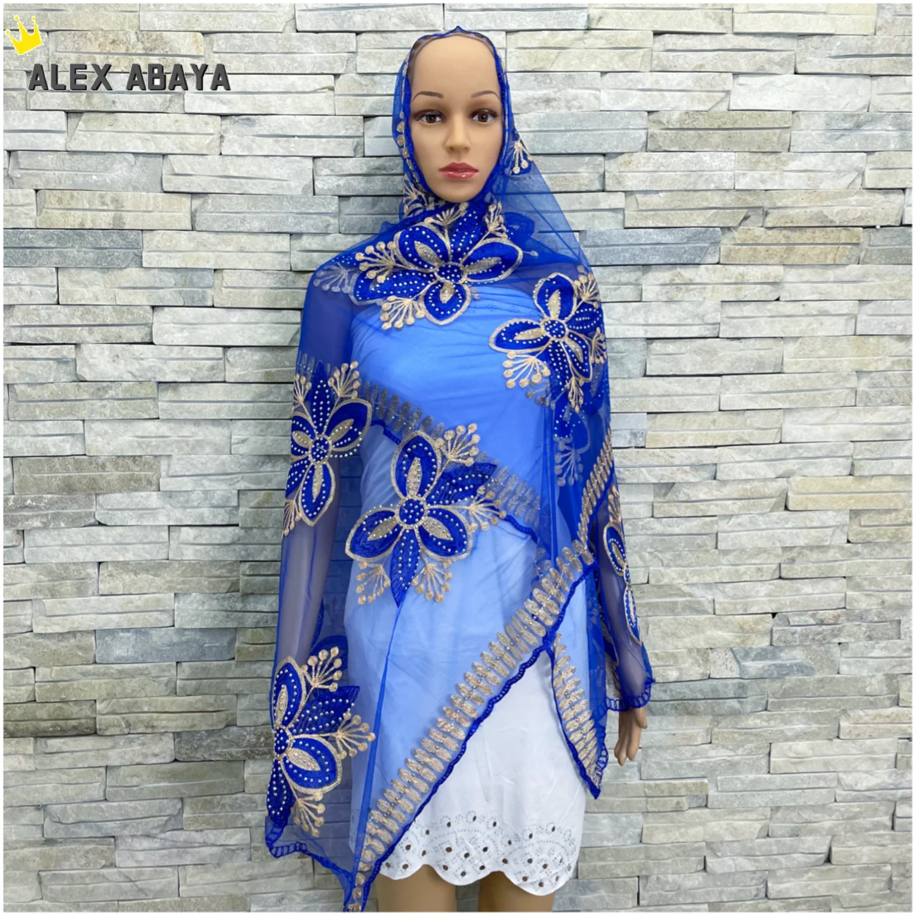 Small Net Hijab for Muslim Women, New African Shawls, 200x50cm, AL073